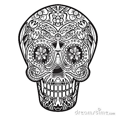 Mexican Calavera Skull handmade Vector Illustration