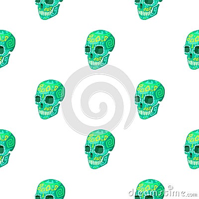 Mexican calavera skull icon in cartoon style isolated on white background. Mexico country pattern stock vector Vector Illustration