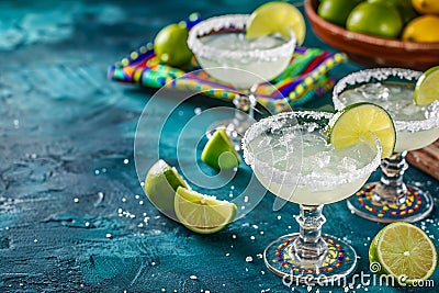 Mexican Cantina with Classic Margaritas and Colorful Decor Stock Photo