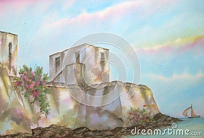 Mexican Caribbean Fortress Stock Photo