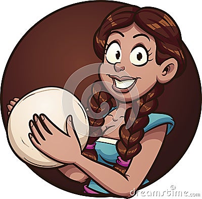 Mexican cartoon woman making tortillas Vector Illustration