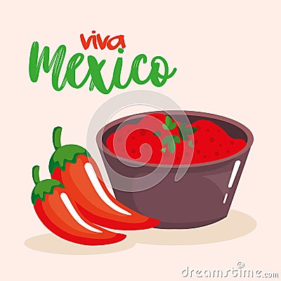 Mexican chili pepper sauce Vector Illustration