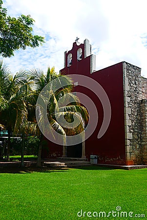 Mexican church Merida Churbunacolonial architecture historia Stock Photo