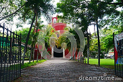 Mexican church Merida Churbunacolonial architecture historia Editorial Stock Photo