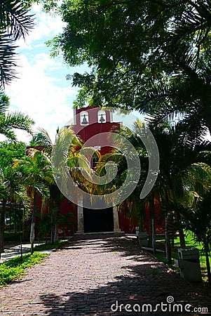 Mexican church Merida Churbunacolonial architecture historia Stock Photo