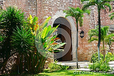 Mexican church Merida Churbunacolonial architecture historia Stock Photo