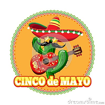 Mexican cinco de mayo emblem Vector Illustration