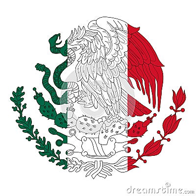 Mexican coat of arms with eagle. Symbol of Mexico flag emblem Vector Illustration