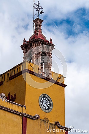 Mexican Colonial Traditional Bell Tower Church Stock Photo