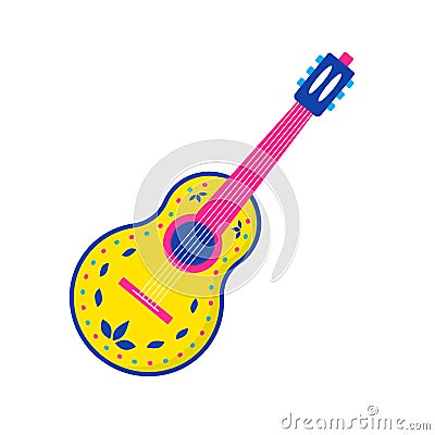 Mexican colorful guitar, traditional symbol. Flat vector illustration. Culture, travel Vector Illustration