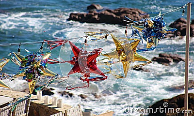 Mexican colorful pinatas during New Years and Christmas celebrations Stock Photo