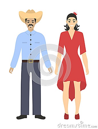 mexican couple. Vector Illustration