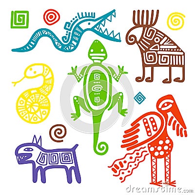 Mexican culture primitive tribal signs Vector Illustration