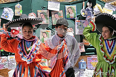 Mexican dancers wearing colourful typical dresses Editorial Stock Photo