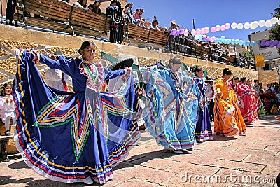 Mexican dancers wearing colourful typical dresses Editorial Stock Photo