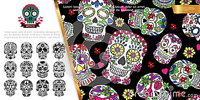 Mexican Day Of The Dead Concept Vector Illustration