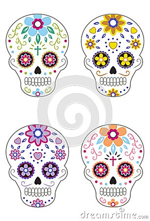 Mexican Day of the Dead Sugar Skulls 2 Vector Illustration