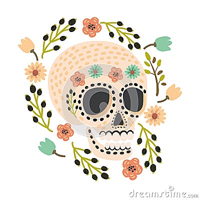 Mexican Day of the Dead sugar skulls. Cute and modern flat vector illustration. Vector Illustration