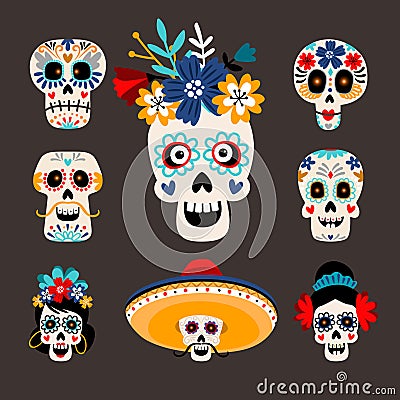 Mexican dead sugar heads Vector Illustration