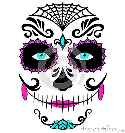 Mexican death mask La Catrina for santa muerte - day of the dead holiday, feast. Stock Photo