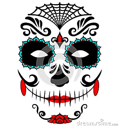 Mexican death mask La Catrina for santa muerte - day of the dead holiday, feast. Stock Photo