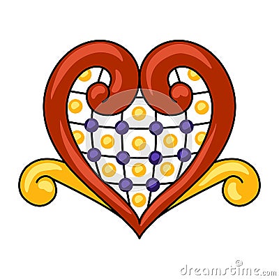 Mexican decoration of talavera ceramic tile pattern. Ethnic folk heart. Vector Illustration