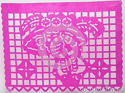 Mexican dia de muertos papel picado cut paper skull art featuring Catrina Stock Photo