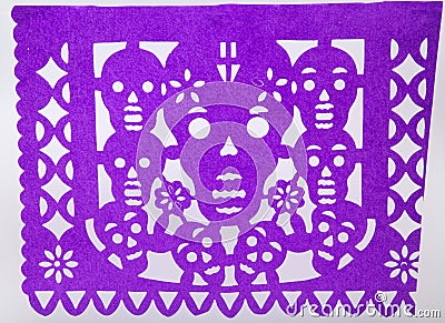 Mexican dia de muertos papel picado cut paper skull art Stock Photo