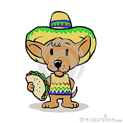 Mexican dog with taco Vector Illustration