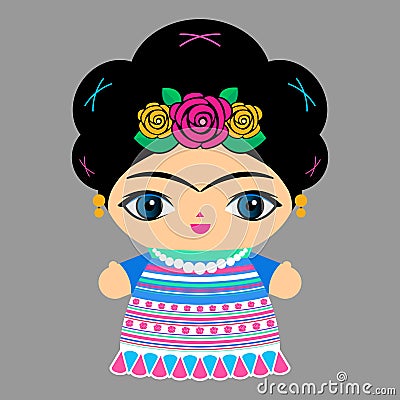 Mexican Doll vector illustration, Mexico traditional style doll. Vector Illustration