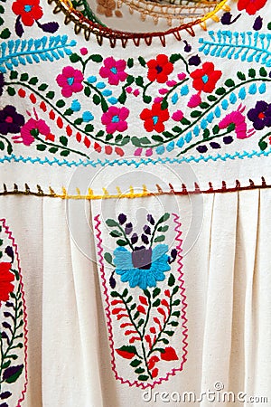 Mexican embroidered Chiapas dress Stock Photo