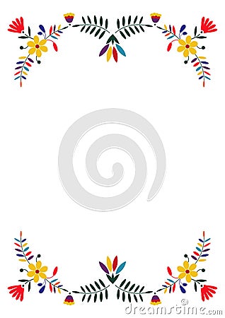 Mexican embroidery style. Design template for fiesta invitation wedding and birthday invitation card greeting card restaurant Vector Illustration