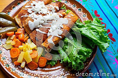 Mexican enchiladas style `Queretanas` Stock Photo