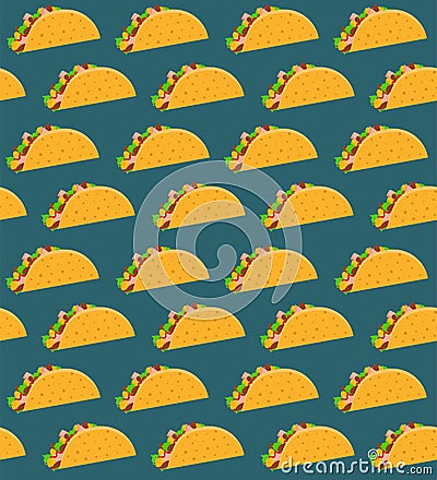 Mexican fast food seamless pattern with taco on aquamarine background Stock Photo