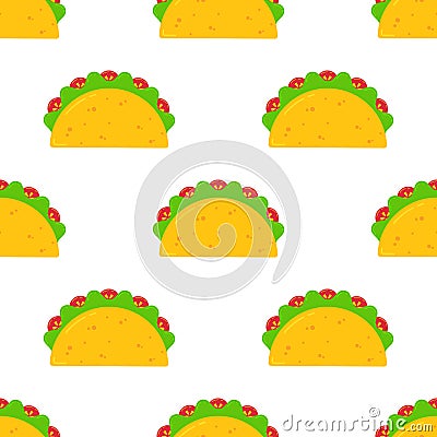 Mexican festival taco fastfood seamless pattern Vector Illustration