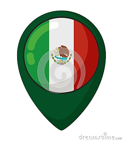 mexican flag location pin Vector Illustration