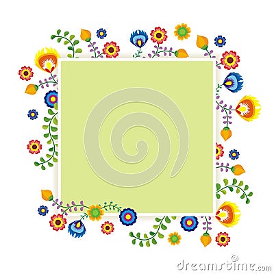 Mexican ethnic flower frame - border design Stock Photo