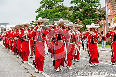 Mexican flute band parade Editorial Stock Photo