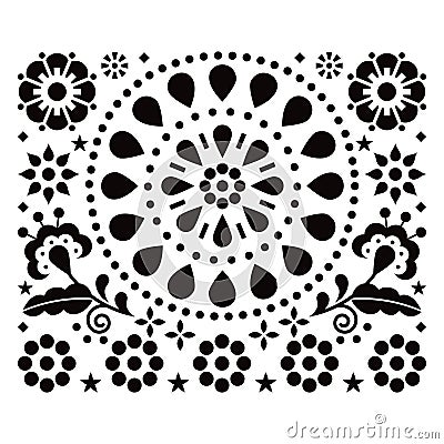 Mexican folk art style vector design with flowers and geometric mandala Stock Photo