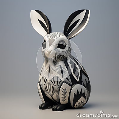 Mexican Folklore-inspired 3d Printed Rabbit Figurine By Ottoe Cartoon Illustration