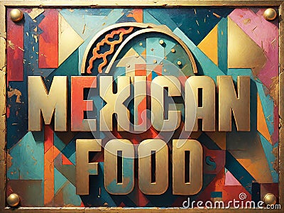 Mexican Food Brass Sign Logo Art Stock Photo