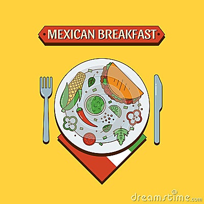 Mexican food flat Vector Illustration