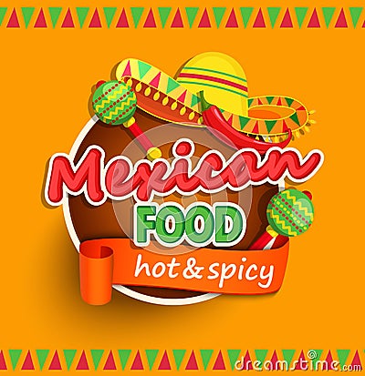 Mexican food label. Vector Illustration