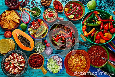 Mexican food mix colorful background Stock Photo