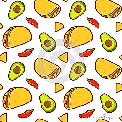 Mexican food pattern Vector Illustration