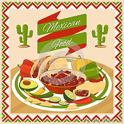 Mexican food poster Vector Illustration