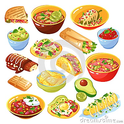 Mexican Food Set Vector Illustration