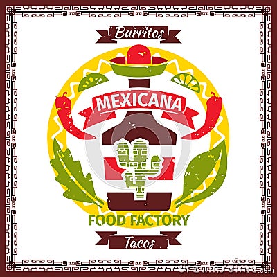 Mexican food tacos and burritos menu poster Vector Illustration