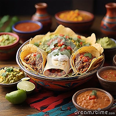 Mexican Food tacos with fills and meat Stock Photo