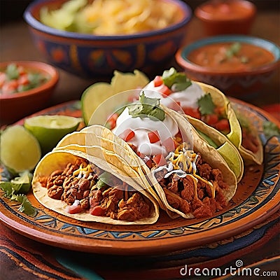 Mexican Food tacos with fills and meat Stock Photo